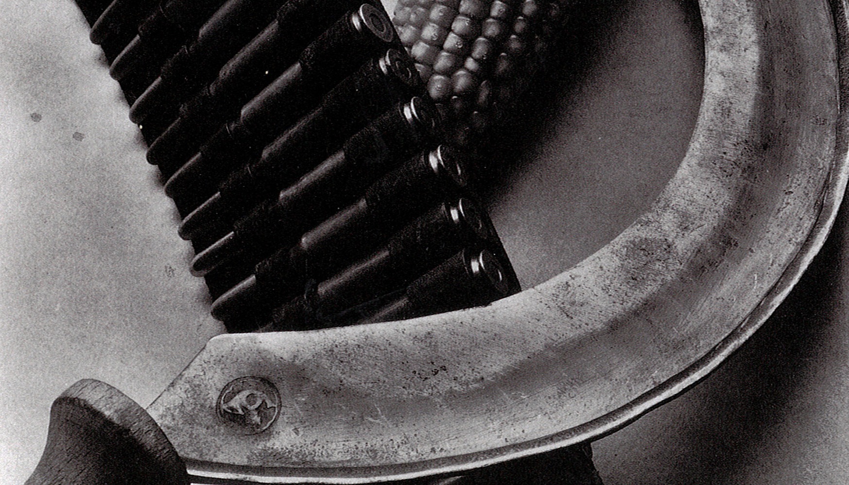 Tina Modotti. Šovininė, kukurūzo burbuolė, pjautuvas. 1927..